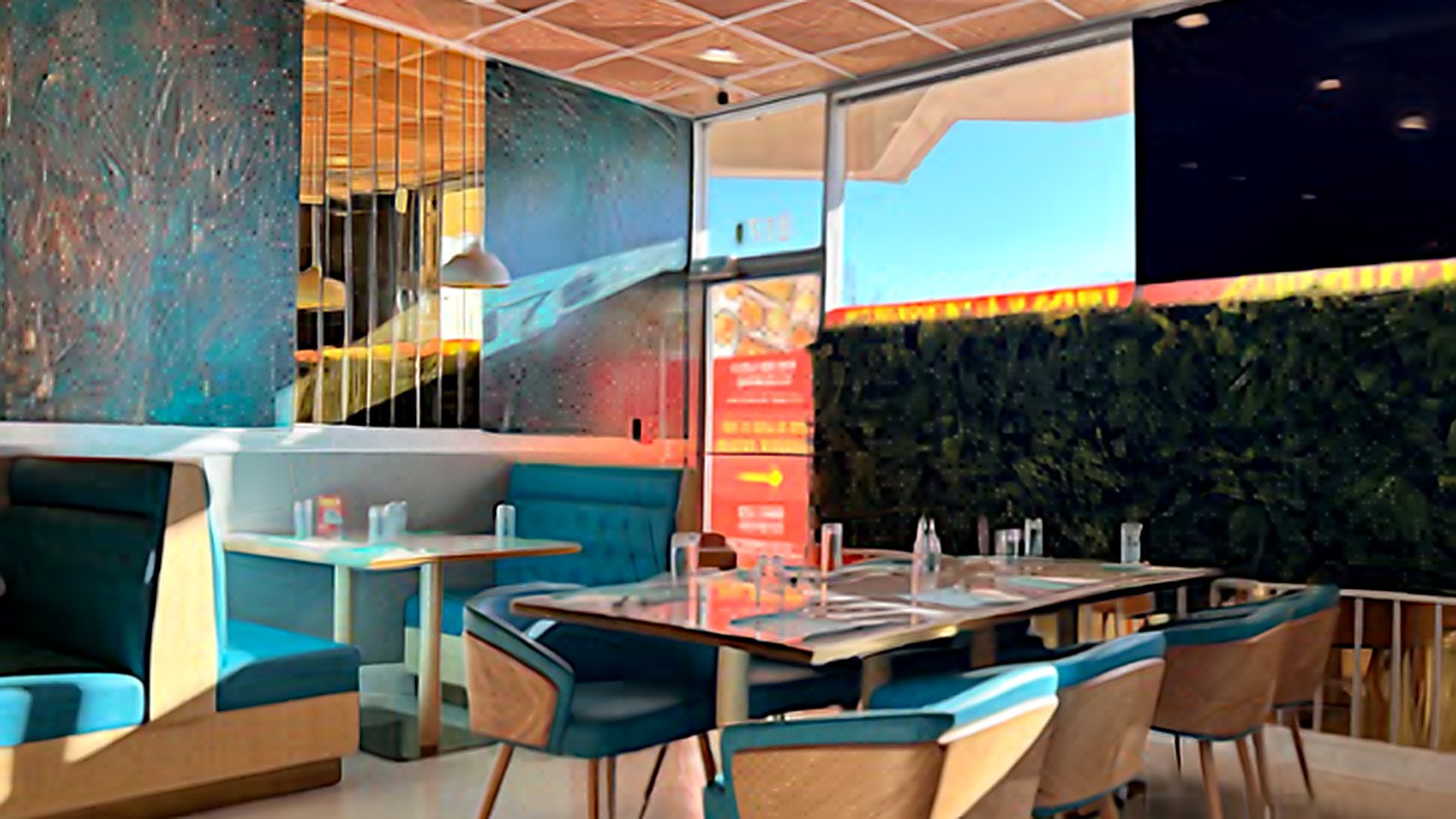 The dining room in the evening
