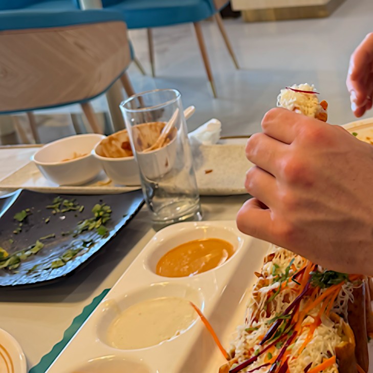 Guests at a full table