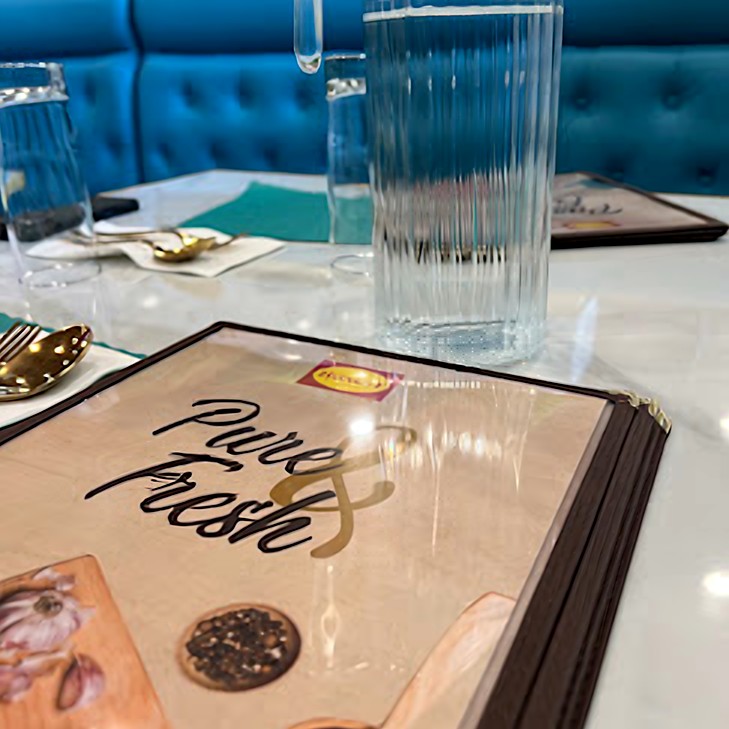 The menu on the table